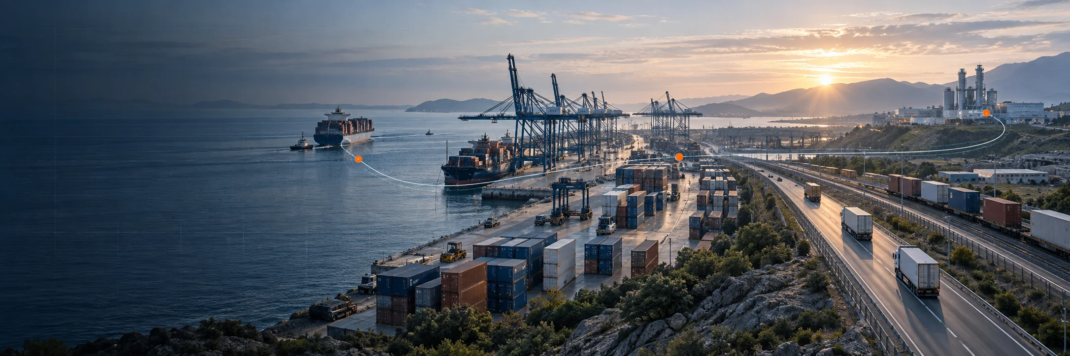 Port-to-project logistics route for critical industrial components