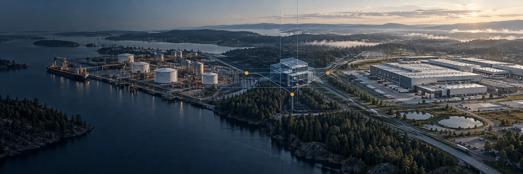 Industrial operating platforms connected through transaction and governance architecture